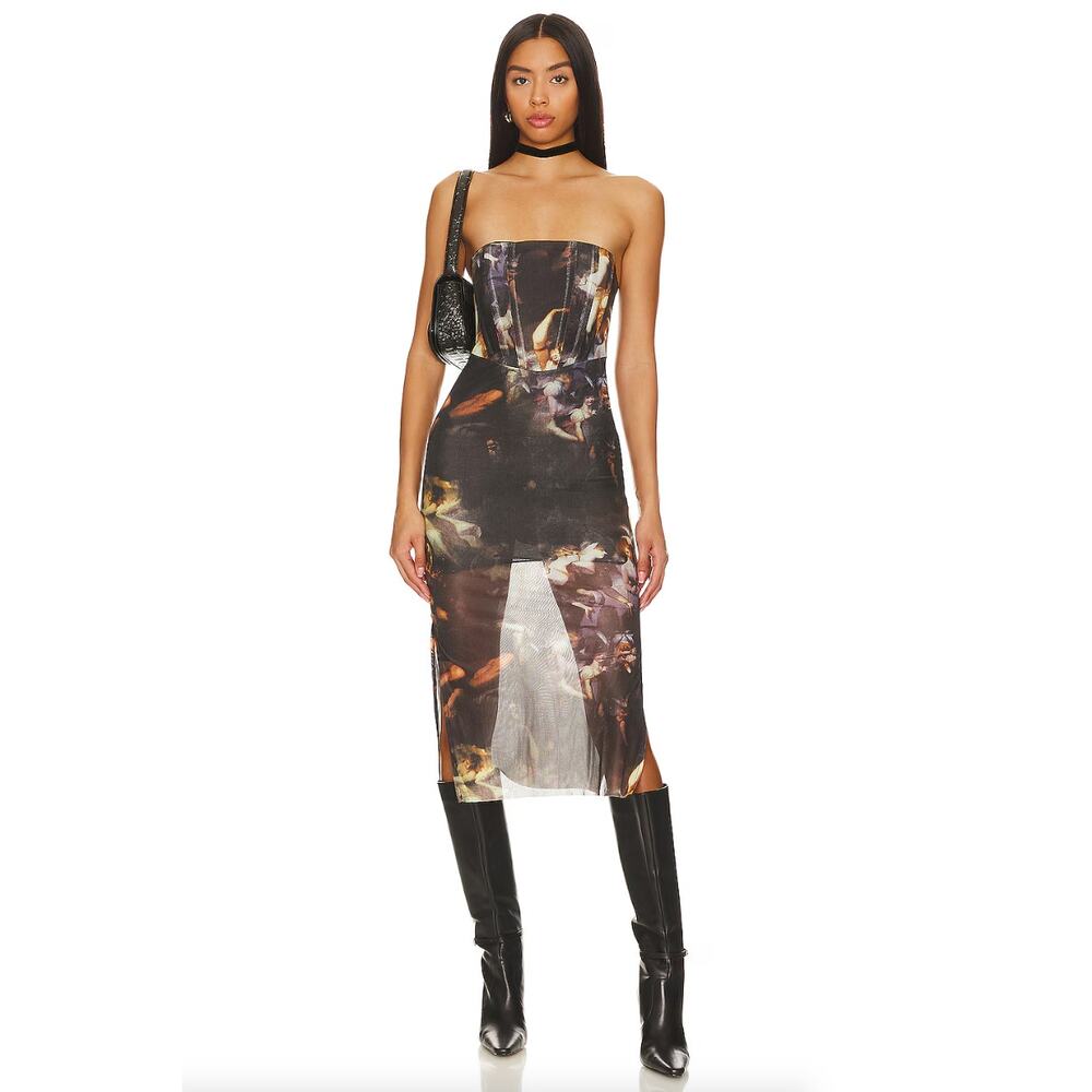 superdown Multicolor Strapless Midi Dress